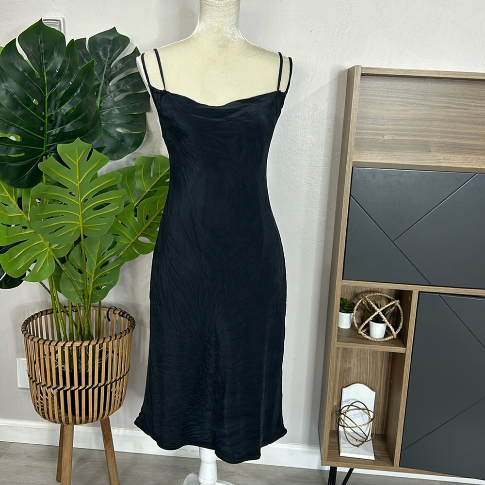 Banana Republic silk blend draped neckline little black Dress